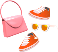 핸드백, 신발, 선글라스 3d 아이콘